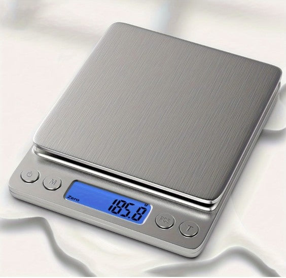 3000g Digital Kitchen Scale, 0.1g Precision Stainless Steel digital kitchen scale beside baking ingredients