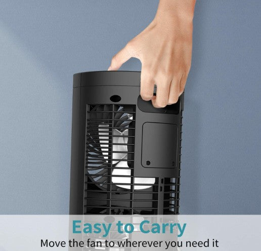DR.PREPARE Portable Desk Tower Fan - Dual Fan Design with 110° Oscillation - Black, portable desk fan for dorm rooms and study spaces