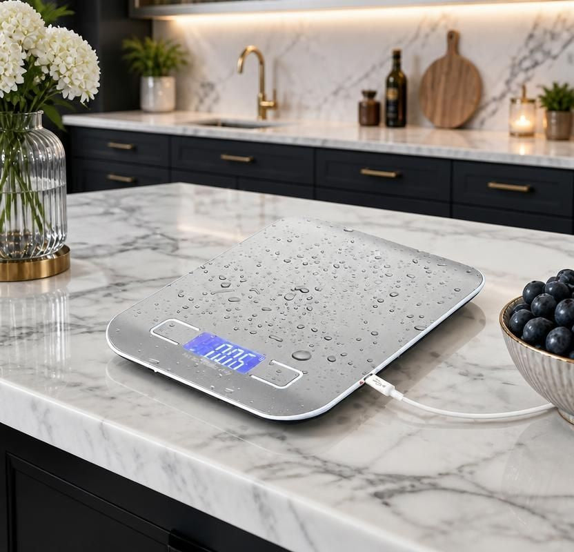 Digital Kitchen Food Scale, 11 lb Capacity with Tare Function, LCD Display & Stainless Steel Platform - digital kitchen scale for portion control
