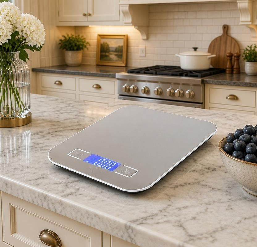 Digital Kitchen Food Scale, 11 lb Capacity with Tare Function, LCD Display & Stainless Steel Platform - digital kitchen scale for recipe measurements