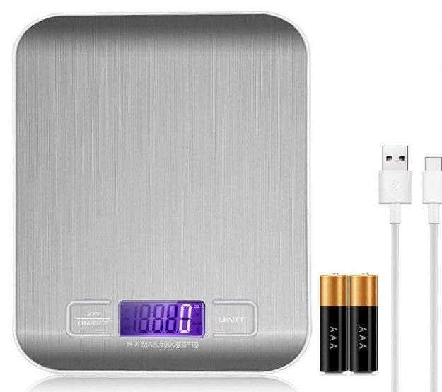 Digital Kitchen Food Scale, 11 lb Capacity with Tare Function, LCD Display & Stainless Steel Platform - digital kitchen scale for baking ingredients