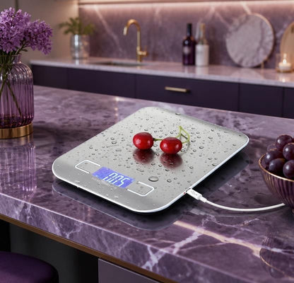Digital Kitchen Food Scale, 11 lb Capacity with Tare Function, LCD Display & Stainless Steel Platform - digital kitchen scale for everyday cooking