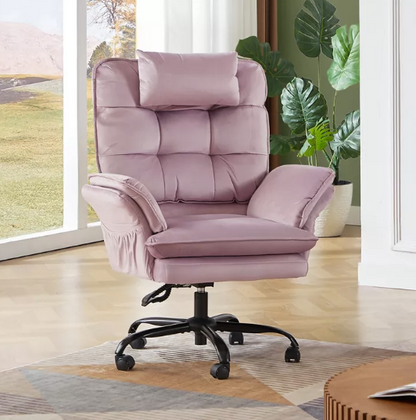 Swivel casters of the Velvet Criss Cross Office Chair, ensuring mobility and ease, making it the perfect reclining desk chair for your workspace.