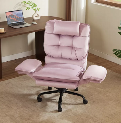 Overview of the Velvet Criss Cross Office Chair's unique features, emphasizing its function as an ergonomic reclining desk chair.