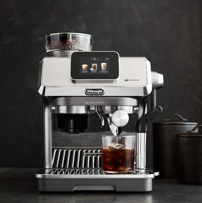 De'Longhi La Specialista Touch Espresso Machine preparing various espresso drinks.
