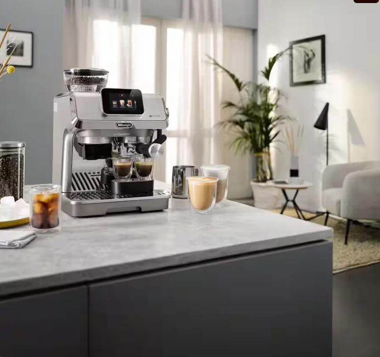 Sleek side view of the De'Longhi La Specialista Touch Espresso Machine, designed for modern homes.