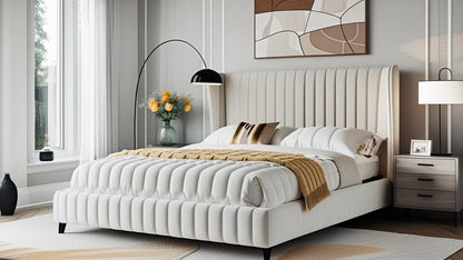 Luxury Velvet Wingback Bed Frame in a chic setting, illustrating a blend of comfort and elegance.