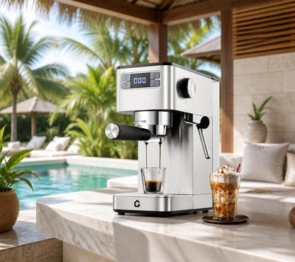 Garvee Espresso Machine 20 Bar with Milk Frother - Stainless Steel 1350W Espresso Maker - Silver, espresso machine with frother water tank