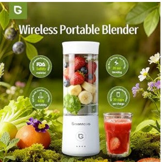 GREENNOVO Portable Blender 500ML - USB Rechargeable Personal Juicer Cup with rechargeable 5000mAh battery