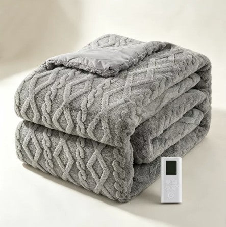 Queen 90x90 Heated Comforter with Dual-Zone Wireless Control, 6 Heat Levels & LCD Timer, cozy queen heated comforter for cold nights