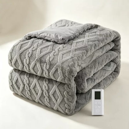 Queen 90x90 Heated Comforter with Dual-Zone Wireless Control, 6 Heat Levels & LCD Timer, cozy queen heated comforter for cold nights
