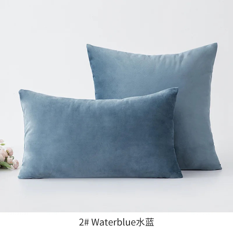 2-Piece Decorative Solid Soft Velvet Throw Pillow Covers(no insert)
