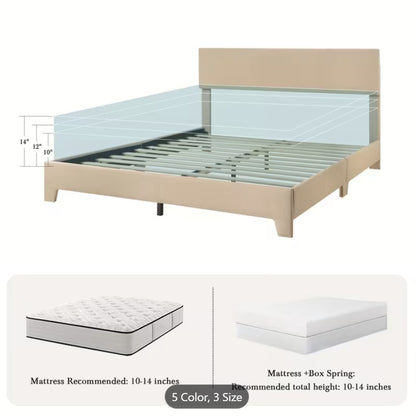 Simple yet elegant bedroom setup with an upholstered platform bed and contemporary nightstands.