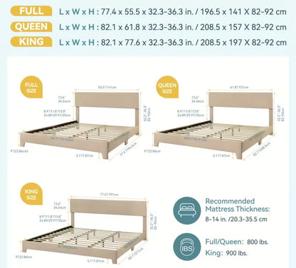Serene atmosphere created by the upholstered platform bed, ideal for a restful night's sleep.