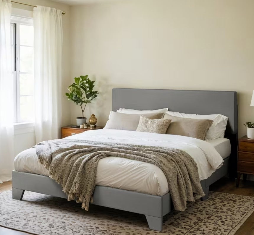 Versatile upholstered platform bed available in various colors to match your decor style.