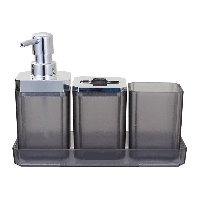 7-Piece Modern Square Acrylic Bathroom Accessory Set w/Chrome Finish Accents