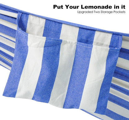Double Hammock with Stand ready for camping adventure – adding a backyard relaxation hammock experience while outdoors.