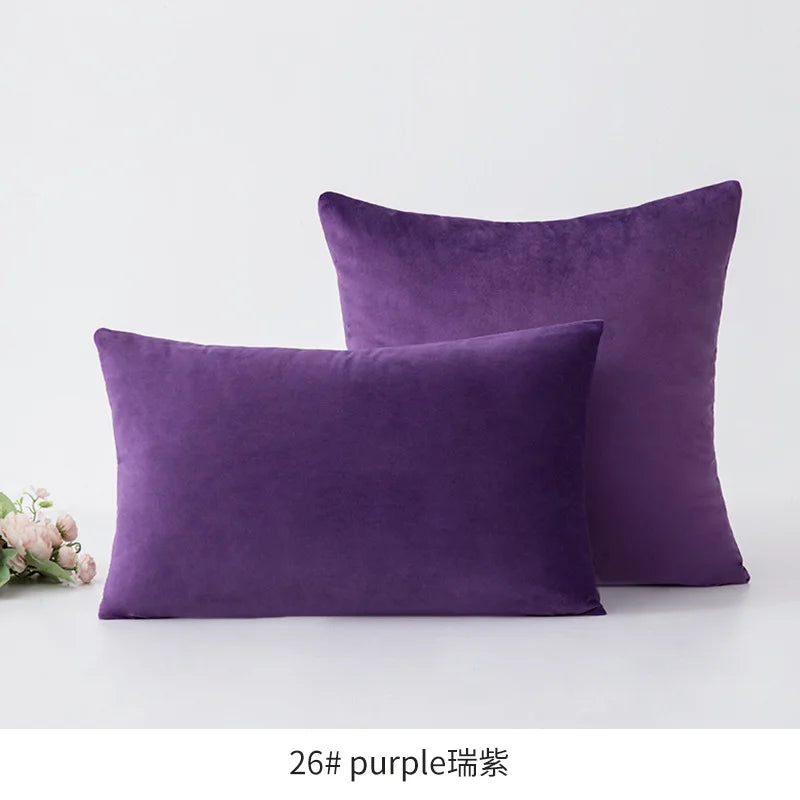 2-Piece Decorative Solid Soft Velvet Throw Pillow Covers(no insert)