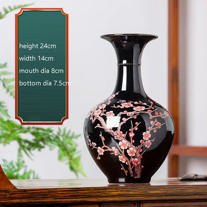 Elegant Chinese-Style Black Ceramic Vase highlighting the beauty of traditional chinese art home decoration.