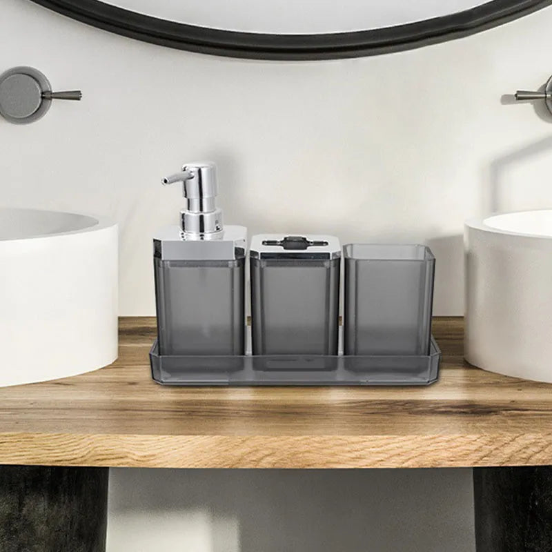 7-Piece Modern Square Acrylic Bathroom Accessory Set w/Chrome Finish Accents