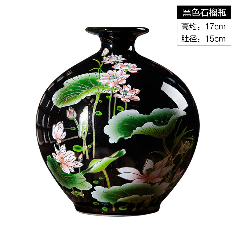 Elegant Chinese-Style Black Ceramic Vase exhibiting unique artistry for a touch of traditional chinese art home decoration.