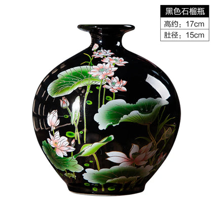 Elegant Chinese-Style Black Ceramic Vase exhibiting unique artistry for a touch of traditional chinese art home decoration.