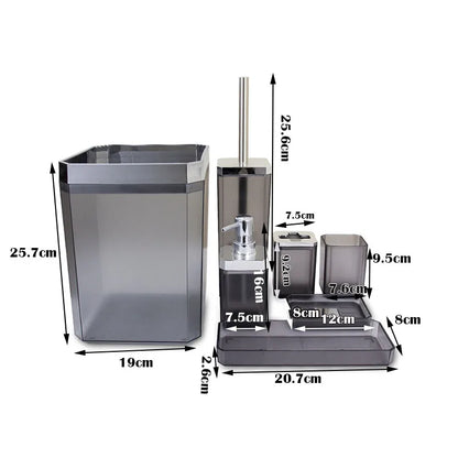 7-Piece Modern Square Acrylic Bathroom Accessory Set w/Chrome Finish Accents