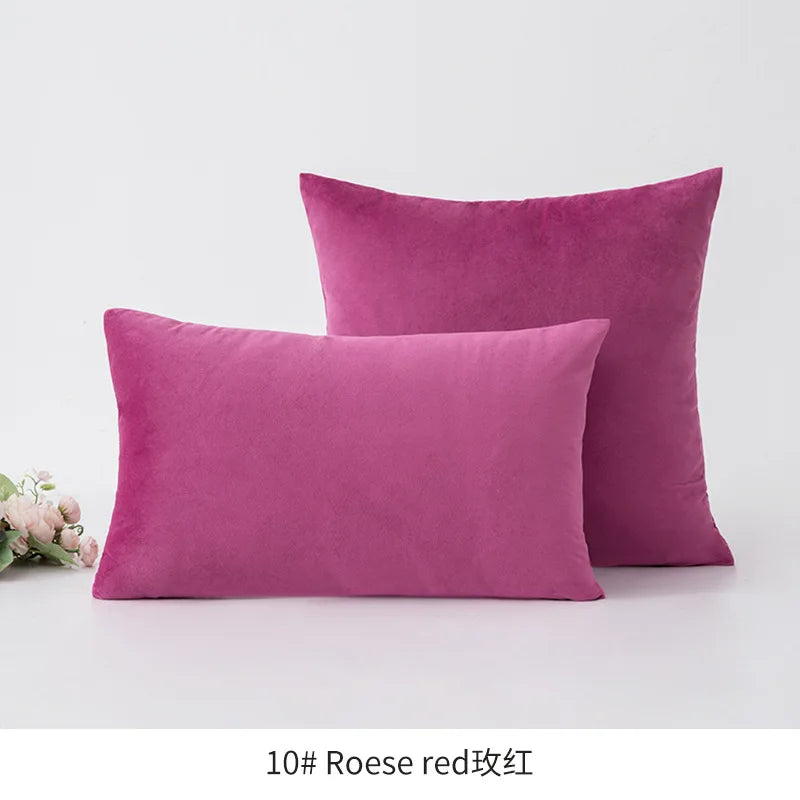 2-Piece Decorative Solid Soft Velvet Throw Pillow Covers(no insert)