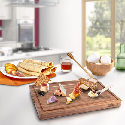 20x15/24x18 Acacia Wood Cutting Board with Deep Juice Groove, acacia wood cutting board with convenient built-in handle