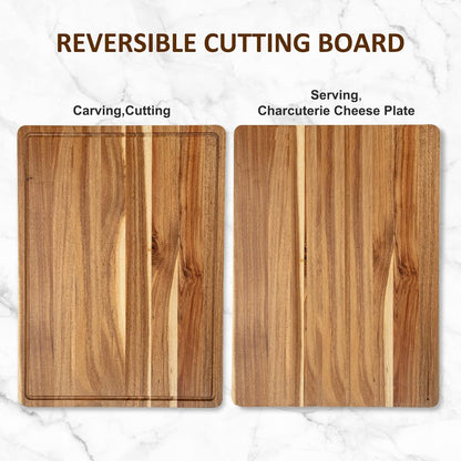 20x15/24x18 Acacia Wood Cutting Board with Deep Juice Groove, thick rectangular acacia wood cutting board with handle