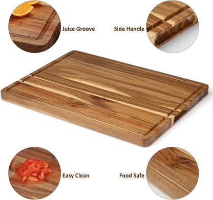 20x15/24x18 Acacia Wood Cutting Board with Deep Juice Groove, eco-friendly acacia wood cutting board in natural color