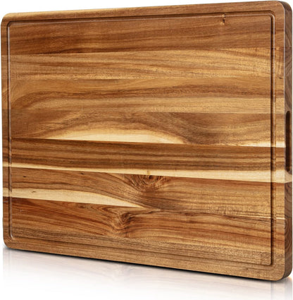 20x15/24x18 Acacia Wood Cutting Board with Deep Juice Groove, versatile acacia wood cutting board for meat and produce
