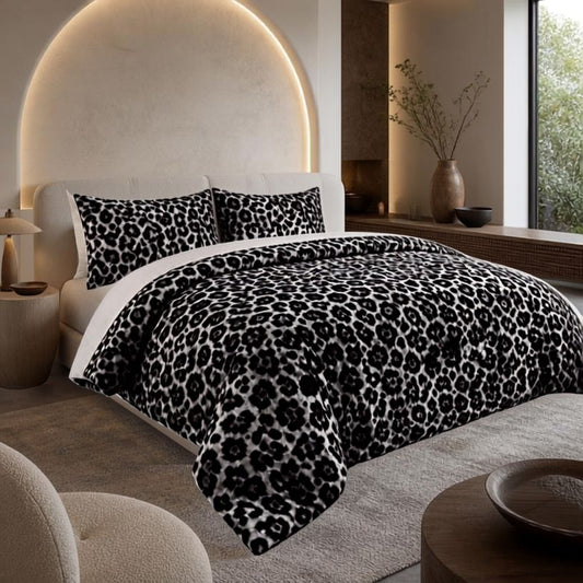 Leopard Print Duvet Cover Set with Pillowcases, Soft Microfiber All-Season Bedding for Twin, Full, Queen & King Beds featuring a stylish leopard duvet cover design