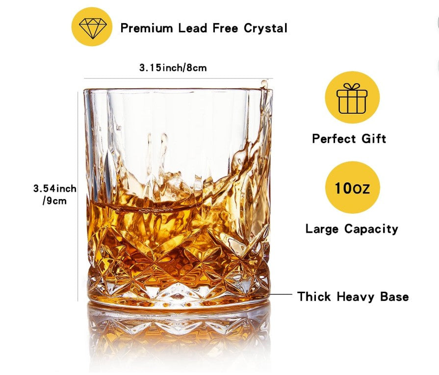 Classic Crystal Whiskey Glasses arranged for a sophisticated drink setting, perfect for entertaining guests.