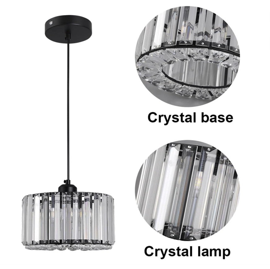 Eye-catching modern LED crystal pendant light showcased in a stylish urban kitchen.