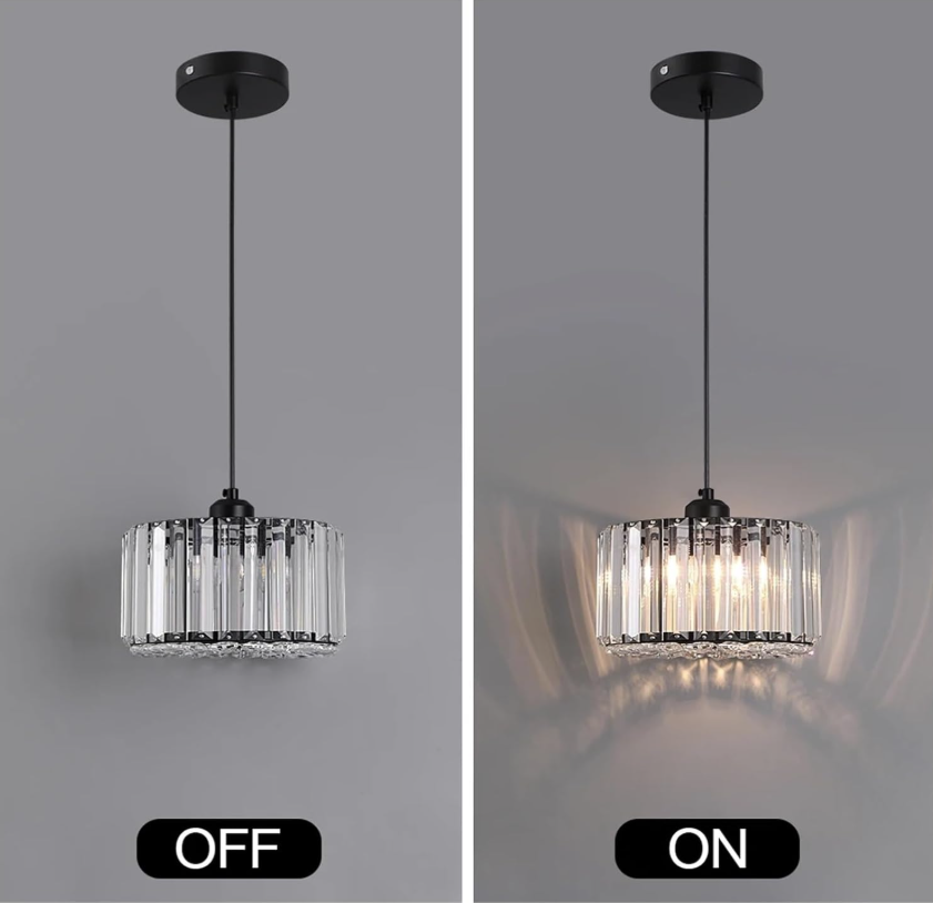 Charming modern LED crystal pendant light enhancing the aesthetic of a spacious area.