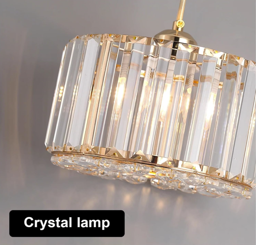Unique modern LED crystal pendant light in black finish, perfect for contemporary home aesthetics.