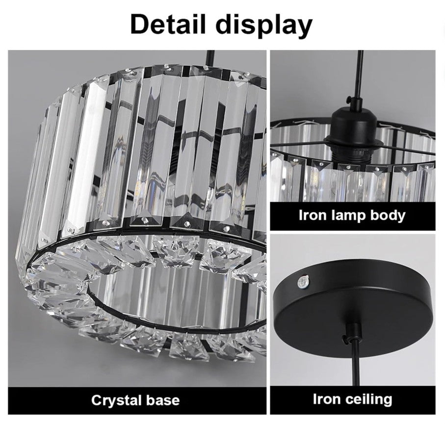 Modern LED crystal pendant light adding flair to a sophisticated interior design.