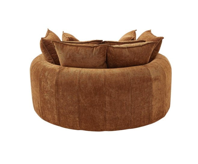 Chenille Round Chaise Lounge Sofa – Oversized Circular Cuddle Chair, designed for cozy moments and stylish interiors.