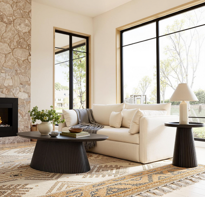 Mid Century Modern Coffee Table placed in a cozy apartment reflecting modern design trends.