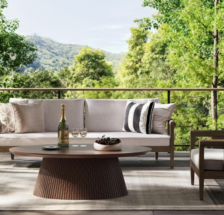 Mid Century Modern Coffee Table utilized in various room setups, illustrating its versatile style.