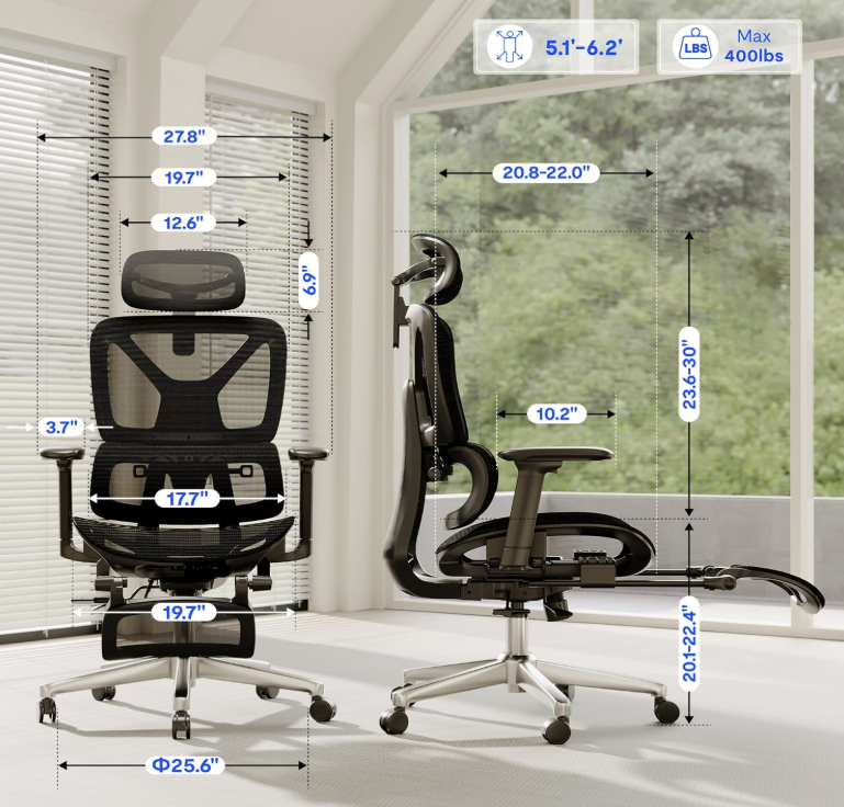 Image of the FlexiSpot ErgoX Premium Ergonomic Office Chair showcasing its high-back design, ideal for supporting the spine.