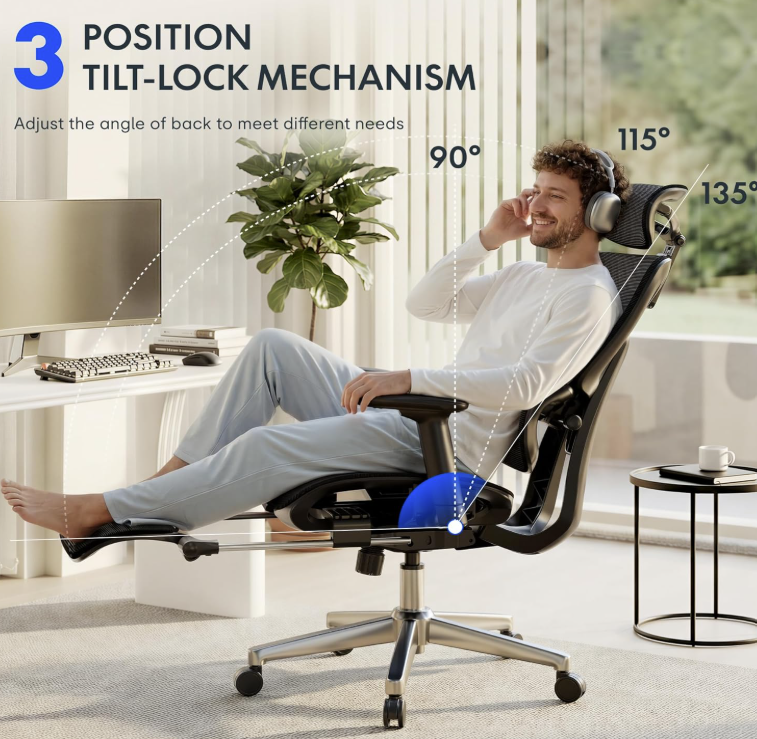 Aerial view of the FlexiSpot ErgoX Premium Ergonomic Office Chair with adjustable components, designed for personalized comfort.