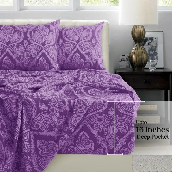 Paisley Microfiber Sheet Set, Bedding with 16-Inch Deep Pocket Fitted Sheet & Pillowcases – elegant paisley sheet set for bedrooms