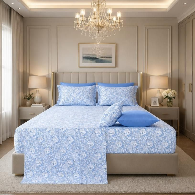 Paisley Microfiber Sheet Set, Bedding with 16-Inch Deep Pocket Fitted Sheet & Pillowcases – microfiber sheet set front view