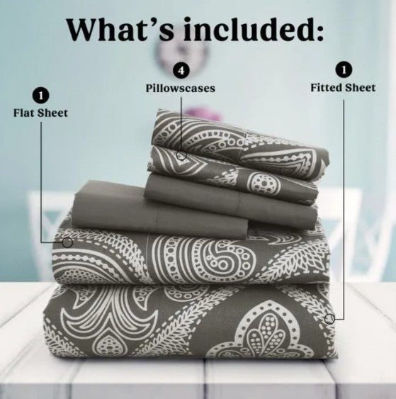 Paisley Microfiber Sheet Set, Bedding with 16-Inch Deep Pocket Fitted Sheet & Pillowcases – microfiber sheet set for guest rooms and dorms