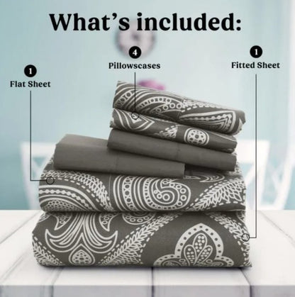 Paisley Microfiber Sheet Set, Bedding with 16-Inch Deep Pocket Fitted Sheet & Pillowcases – microfiber sheet set for guest rooms and dorms