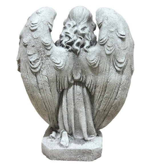 GDF Studio Praying Angel Statue - Weatherproof Magnesium Oxide Garden Figurine - Antique White and Gray, religious praying angel statue ornament