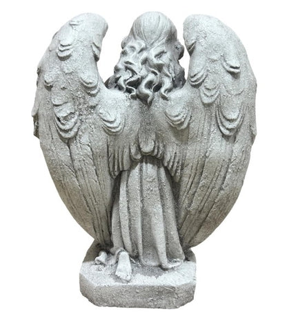 GDF Studio Praying Angel Statue - Weatherproof Magnesium Oxide Garden Figurine - Antique White and Gray, religious praying angel statue ornament
