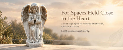 GDF Studio Praying Angel Statue - Weatherproof Magnesium Oxide Garden Figurine - Antique White and Gray, praying angel statue side view